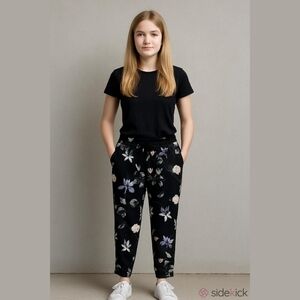 Dynamite Black Floral Pants Size XS